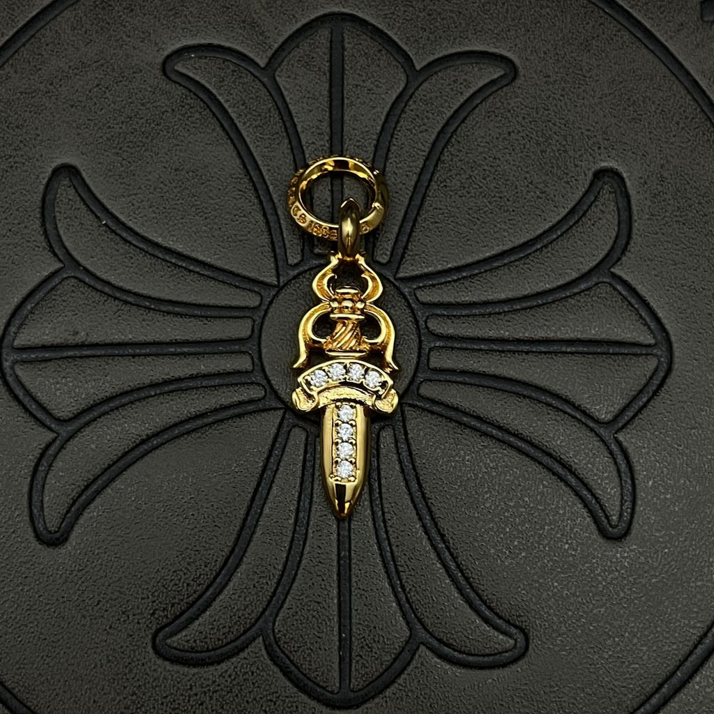 Chrome Hearts small diamond-encrusted sword pendant