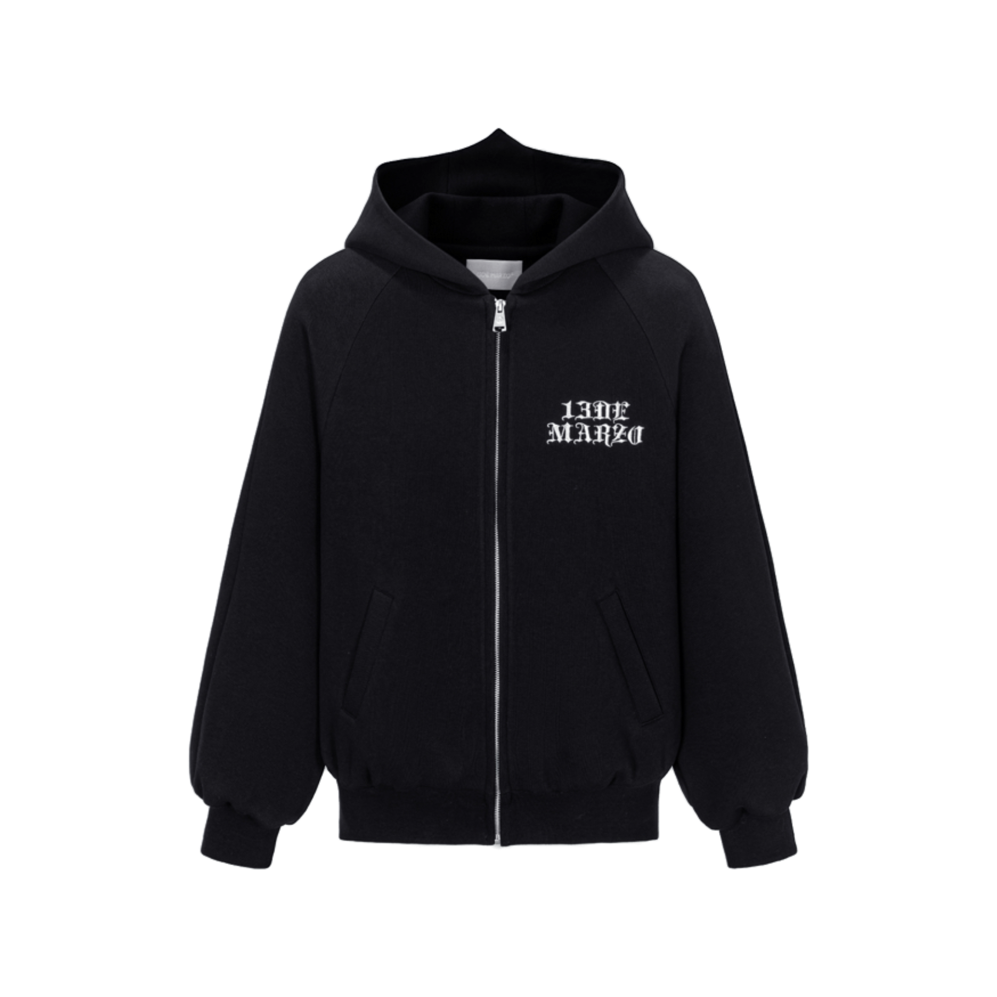 Angel Devil Bear Tweed Hoodie in Black