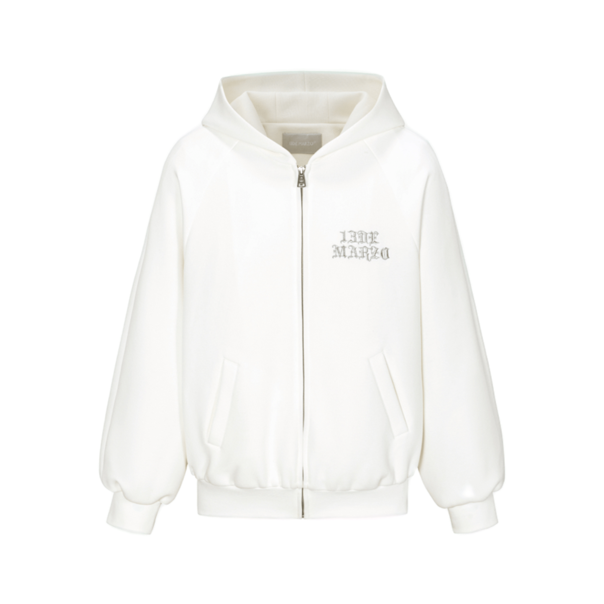 Angel Devil Bear Tweed Hoodie in White
