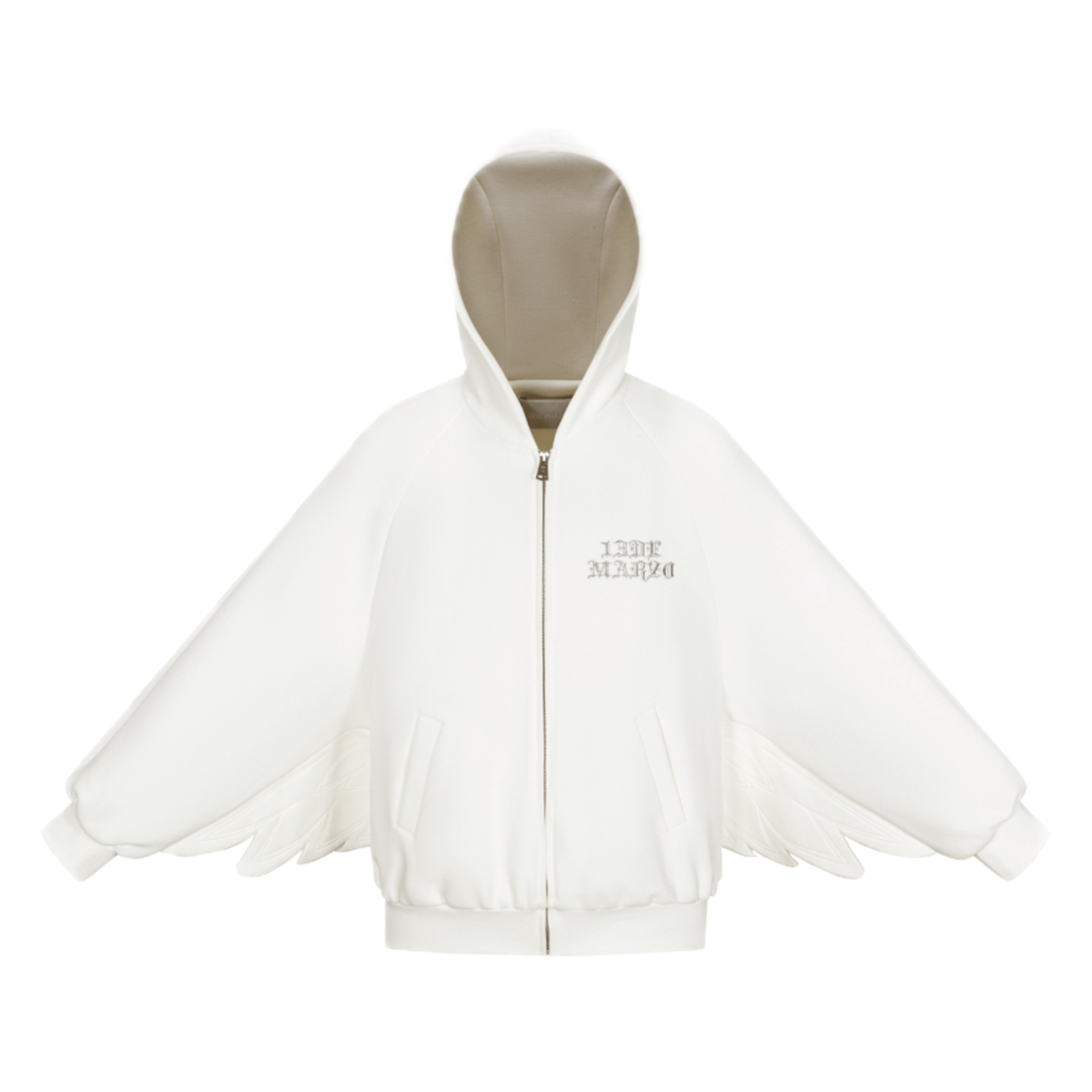 Angel Devil Bear Tweed Hoodie in White